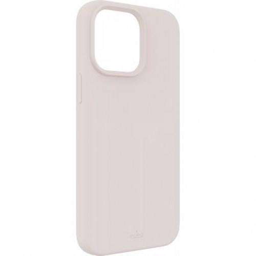 Una cover per telefono in silicone chiara e semplice su sfondo bianco.