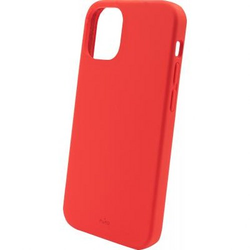 Una cover rossa per smartphone con ritagli per fotocamera e pulsanti.