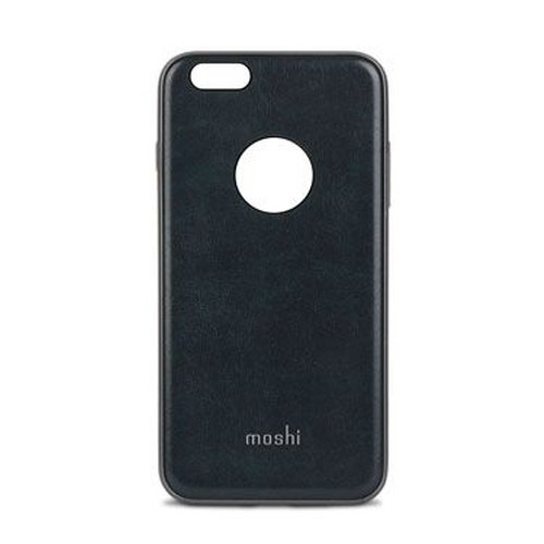 Custodia nera per iPhone con ritagli per fotocamera e logo.