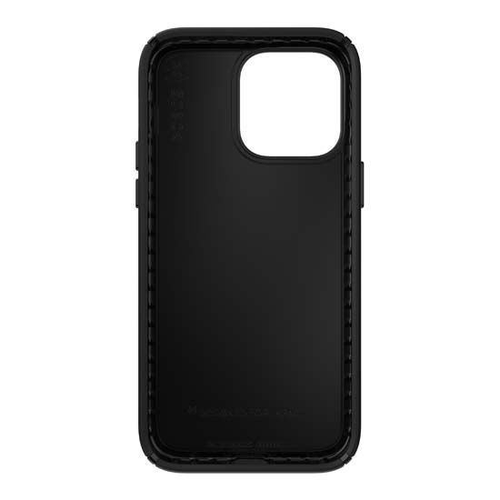 Zwarte iPhone hoes met een rechthoekige uitsparing voor de camera.