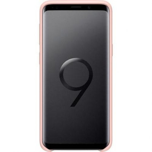 Uno smartphone con custodia rosa e schermo scuro che mostra il numero 9.