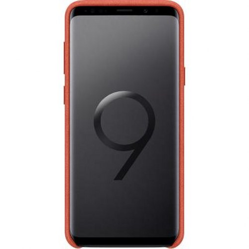 Uno smartphone arancione con il numero 9 sul suo schermo scuro.