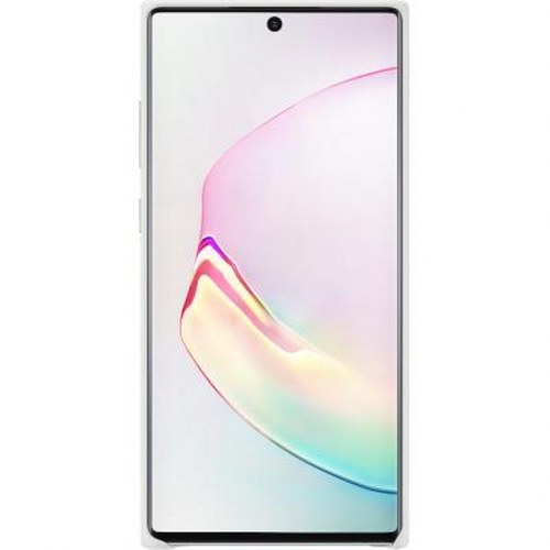 Ein weißes Smartphone mit einem farbigen, geschwungenen Muster auf dem Bildschirm.