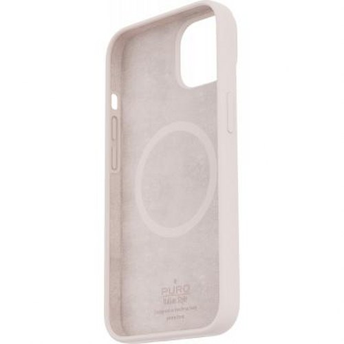 Una custodia rosa chiaro per iPhone con un cerchio magnetico all'interno.