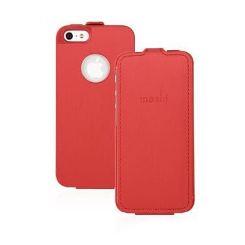 Due custodie rosse per iPhone, una con logo Apple, l'altra Moshi.