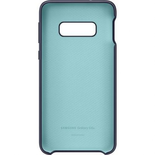 Rückseite einer blauen Schutzhülle für ein Samsung Galaxy S20+ mit Kameraloch.