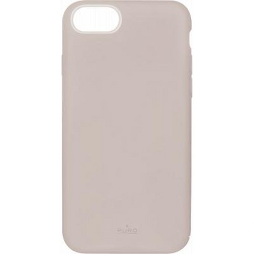 Una cover per telefono rosa chiaro con un ritaglio per la fotocamera in alto.