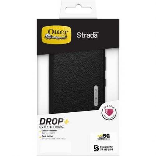 Custodia in pelle nera OtterBox Strada per Samsung, compatibile 5G.