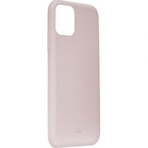Una custodia rosa per telefono con ritaglio per fotocamera, su sfondo bianco.