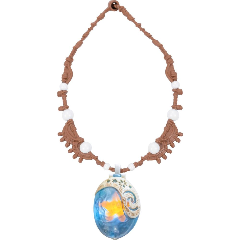 Collar marrón con colgante azul que ilumina una estrella.