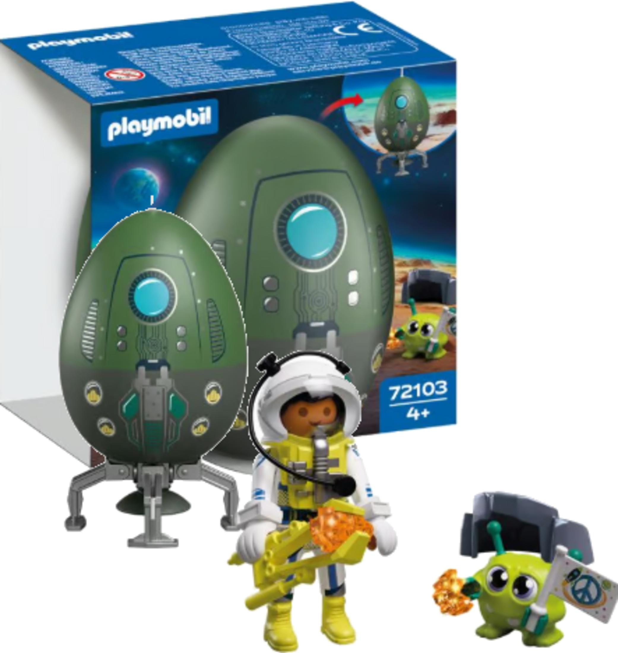 Set astronave Playmobil con astronauta, alieno e razzo.