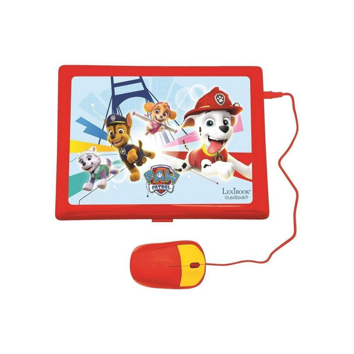 Un juguete Paw Patrol rojo con ratón conectado.