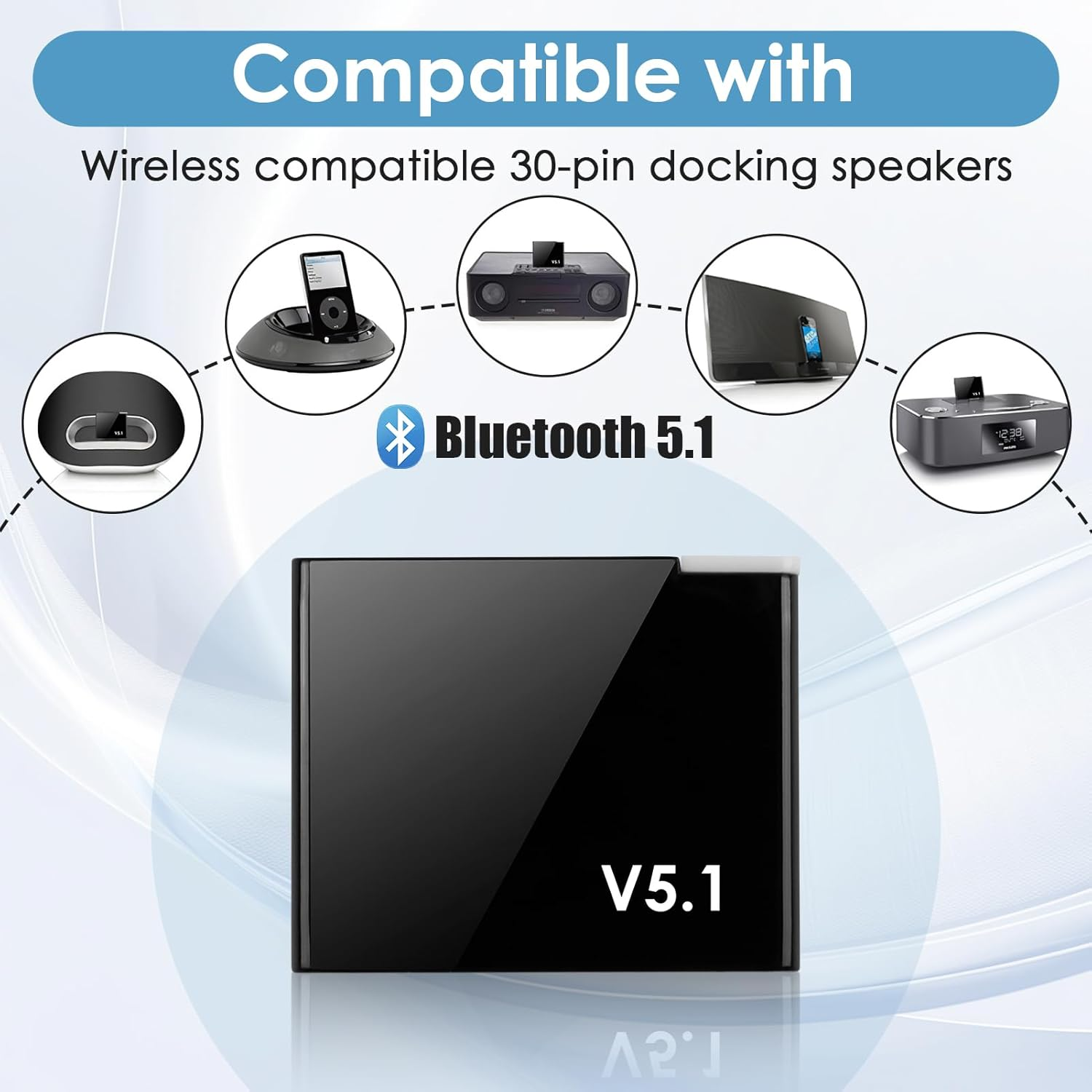 Bluetooth 5.1 Adapter kompatibel mit 30-Pin-Dockingstations.