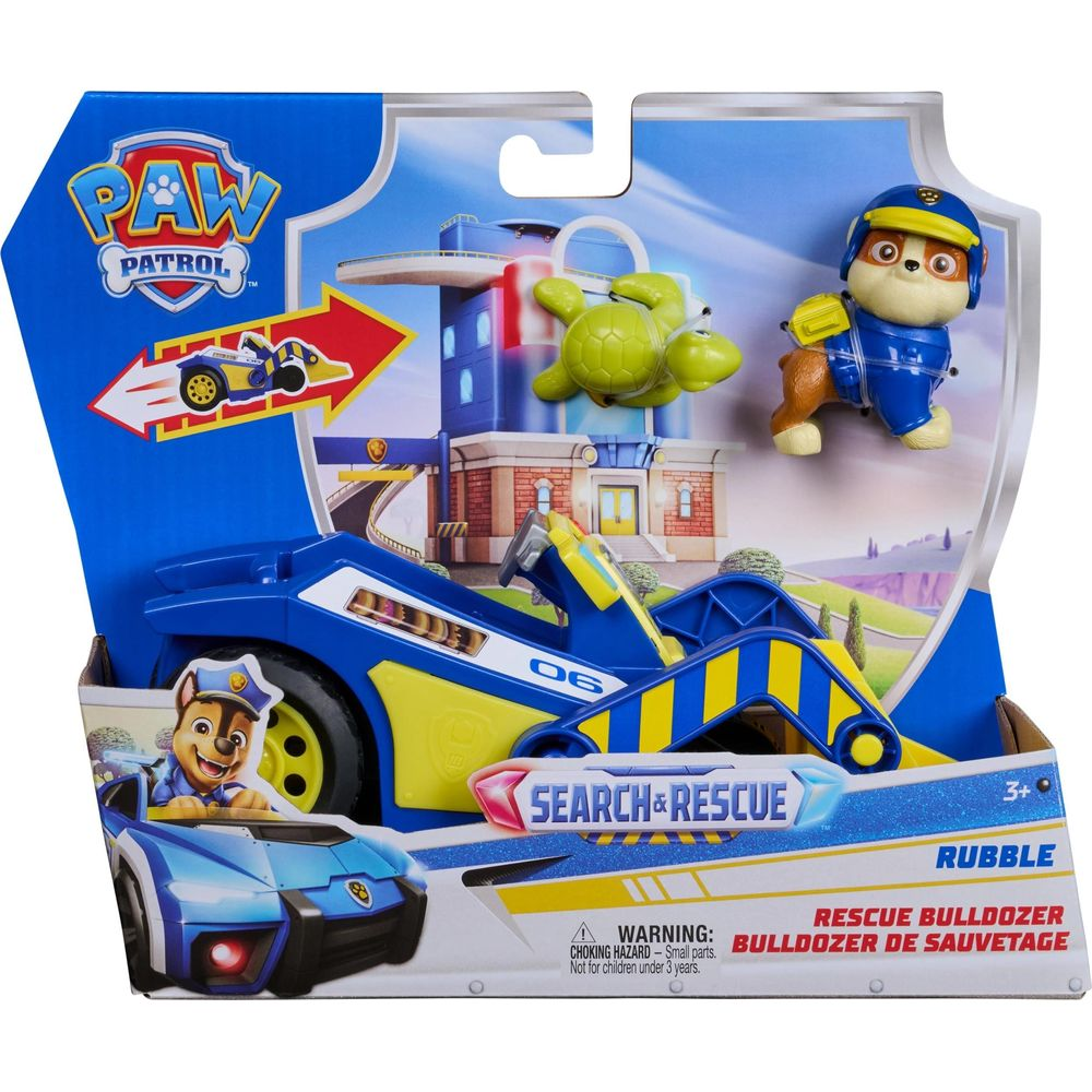 Juguete Bulldozer de Rescate de Rubble de Paw Patrol con Chase, una tortuga y estación de juego.