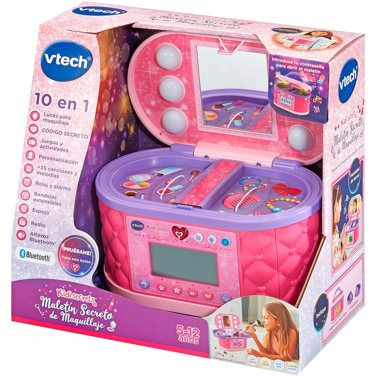 Estuche de maquillaje Vtech para niños con espejo, luces y accesorios.