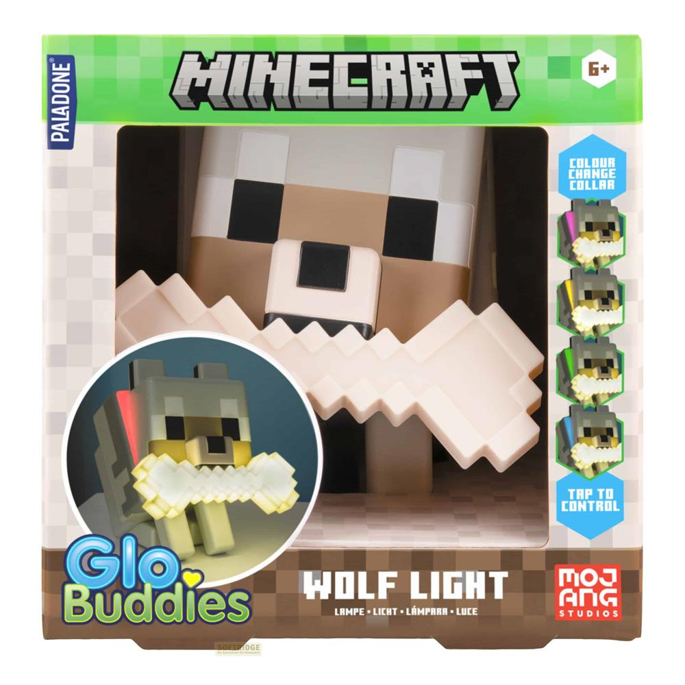 Minecraft Wolf Licht mit Knochen, Paladone Glo Buddies.