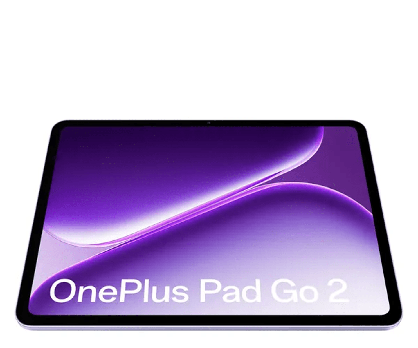 Un tablet viola che mostra "OnePlus Pad Go 2" sul suo schermo.
