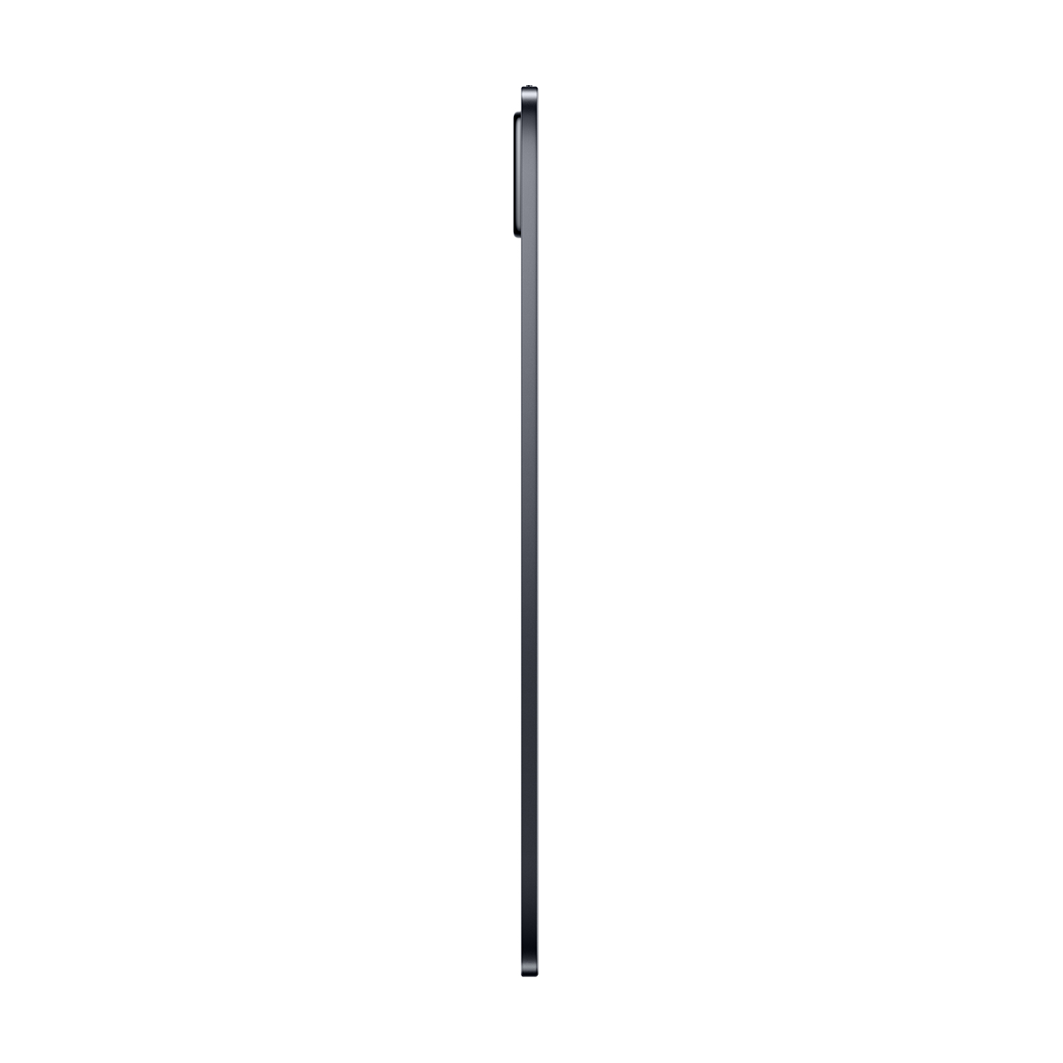 Koyu gri tablet profilden beyaz arka planda.