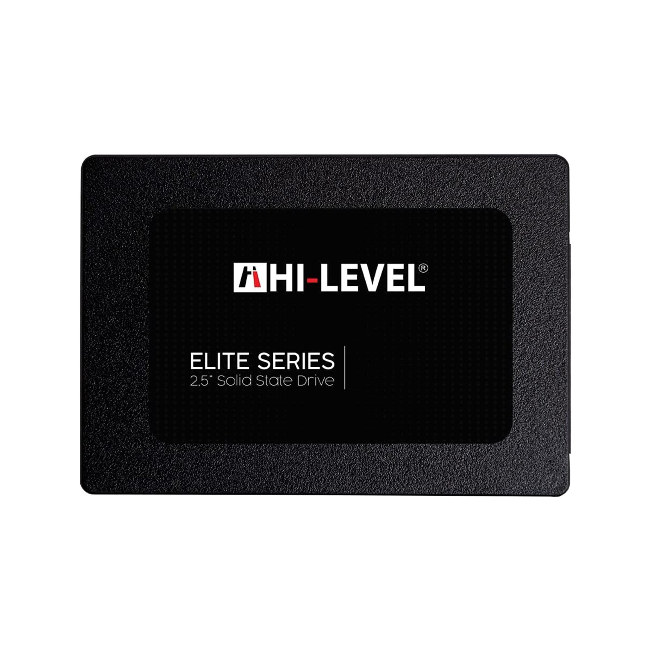 Üzerinde "HI-LEVEL ELITE SERIES" yazan siyah 2,5 inç SSD.