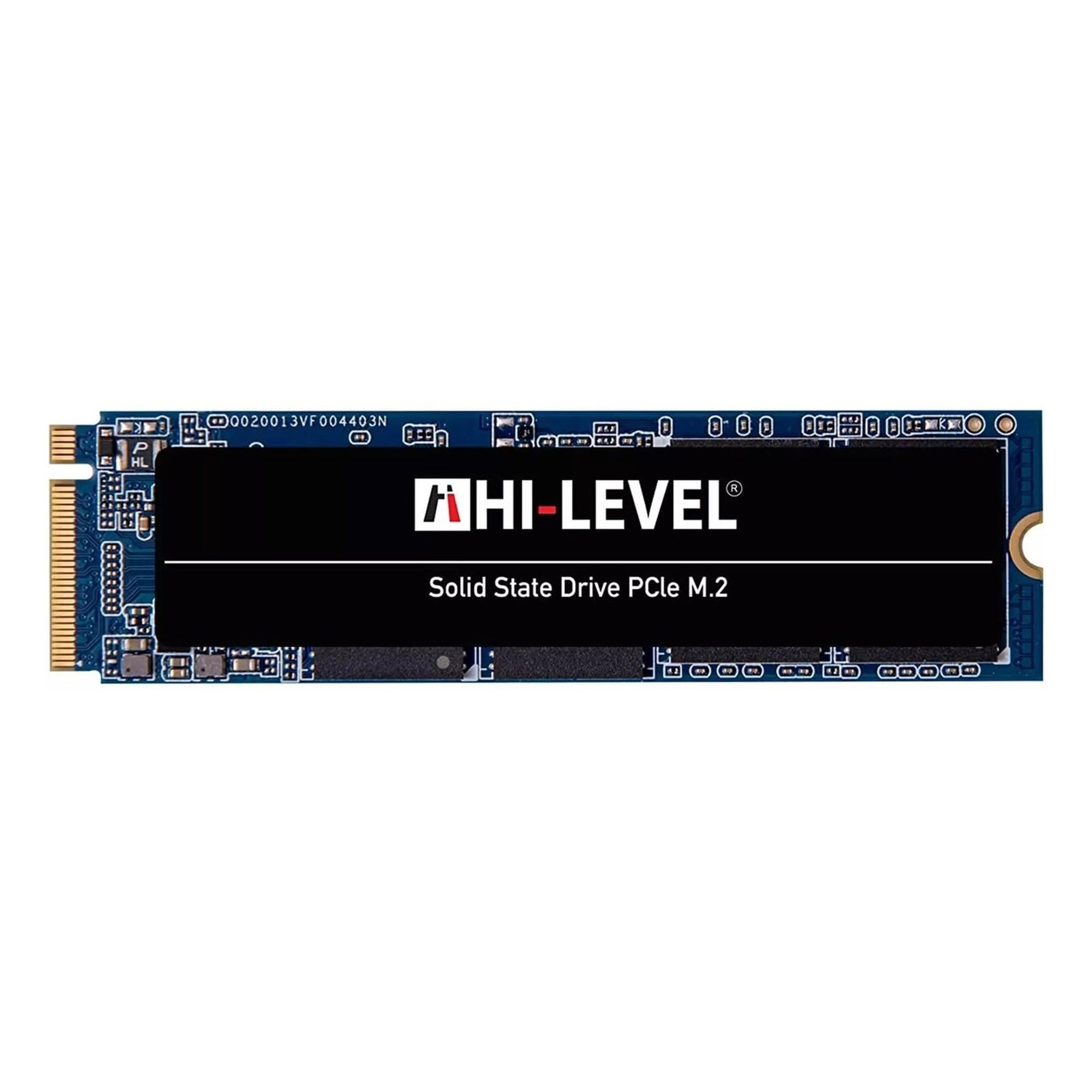HI-LEVEL Solid State Drive PCIe M.2 yazılı mavi devre kartı ve siyah dikdörtgen.