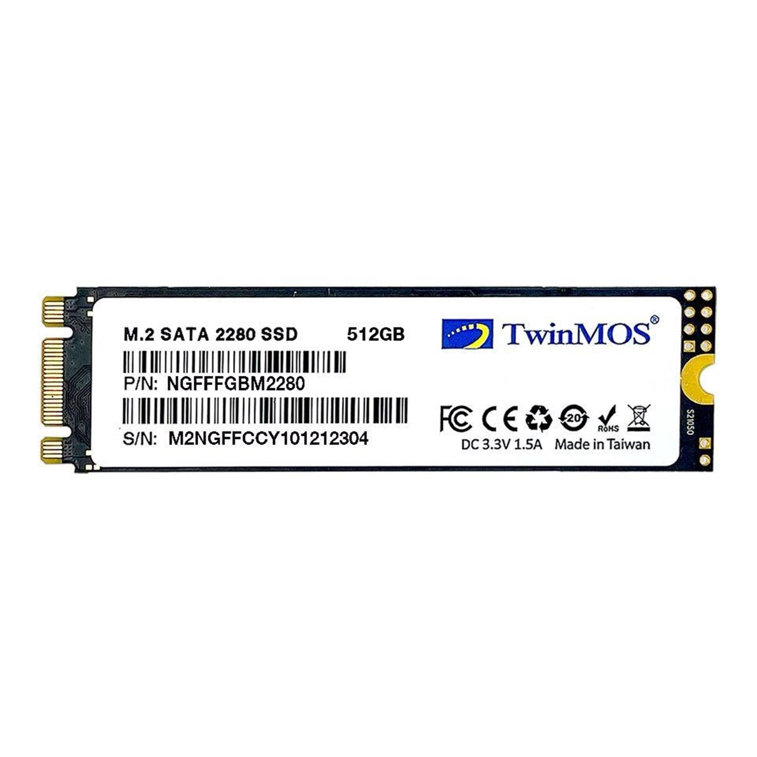 TwinMOS 512GB M.2 SATA 2280 SSD, Tayvan'da üretilmiştir.