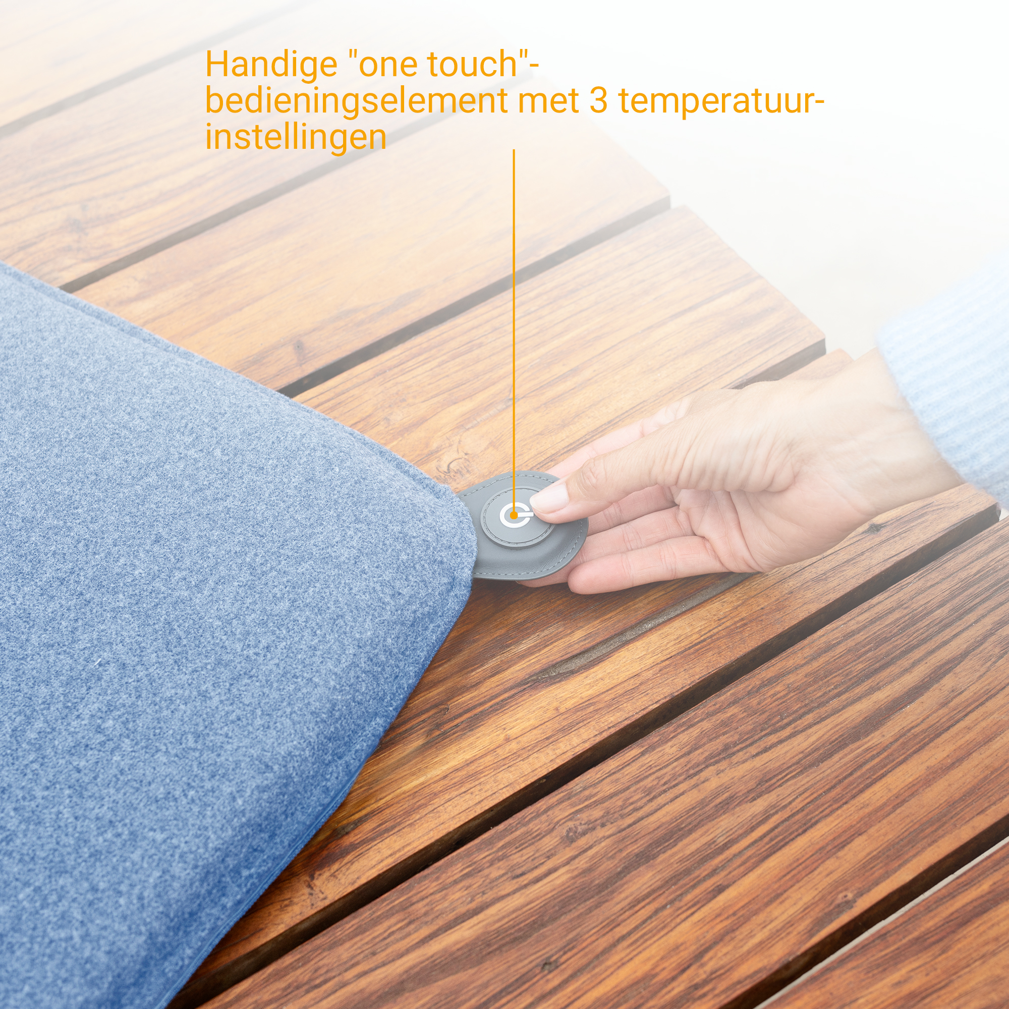 Handige "one touch" bediening met 3 temperatuurinstellingen.