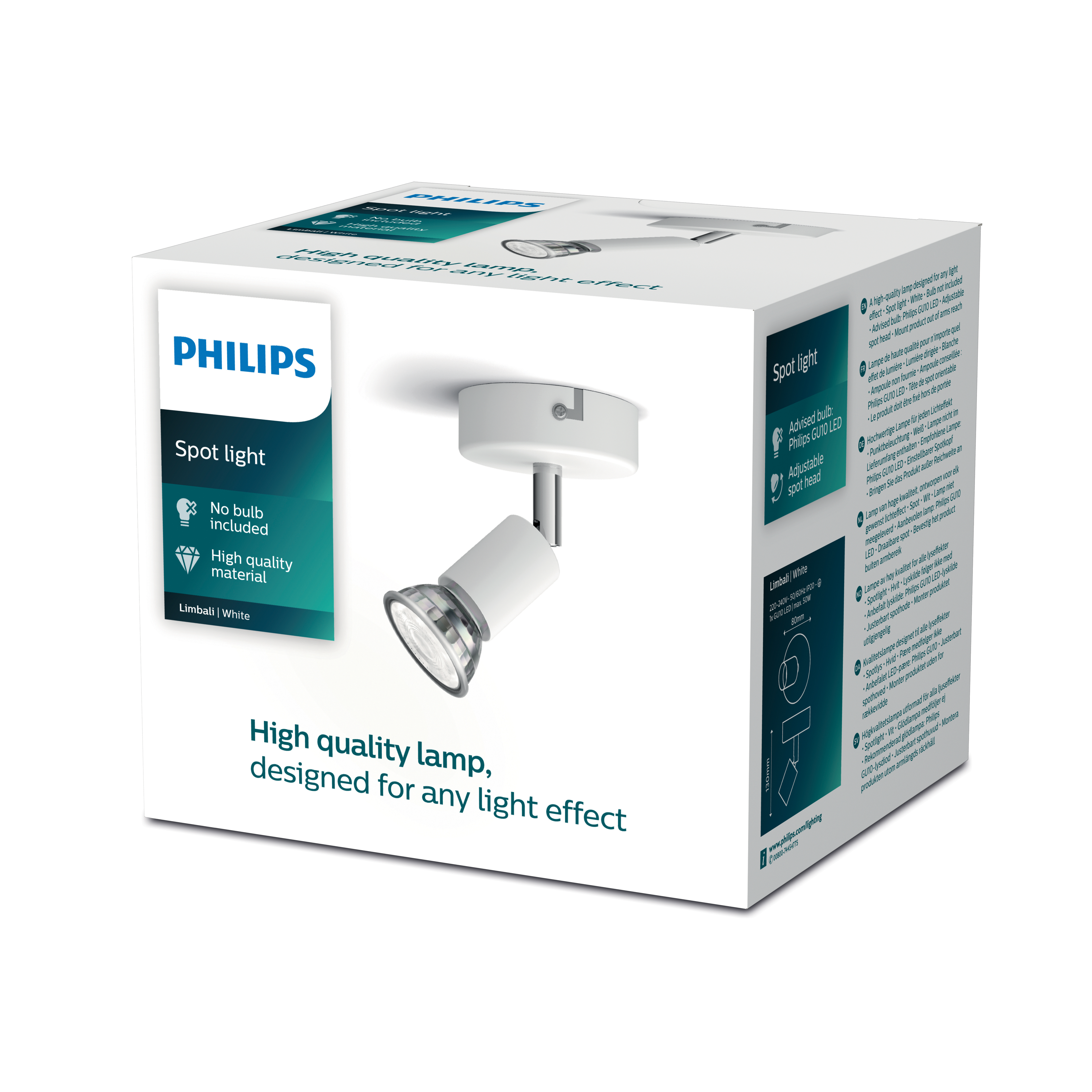 Weiße Philips Spot Light-Verpackung mit Produktabbildung und Text.