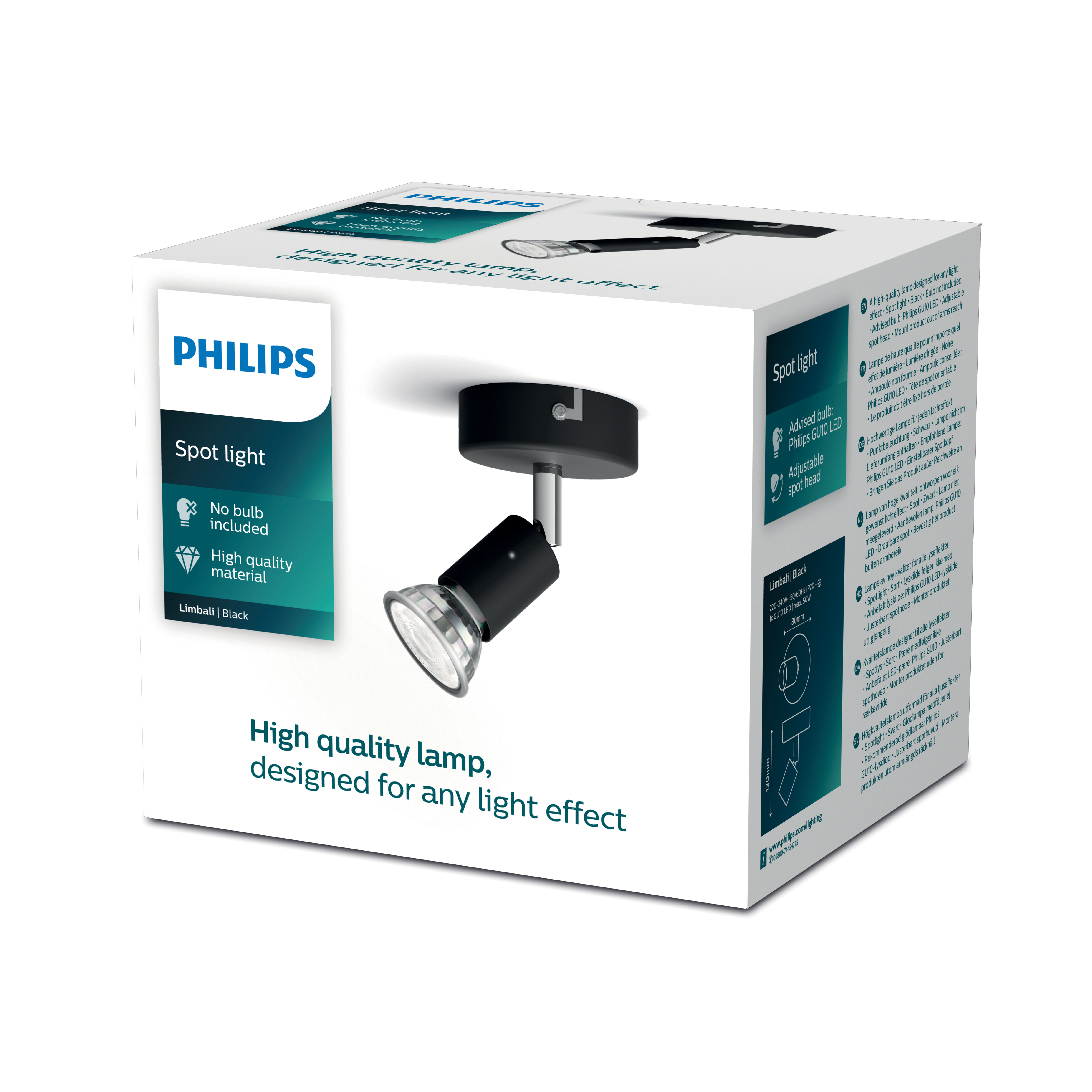 Philips Spotlicht: Schwarz, hochwertiges Material, verstellbar.
