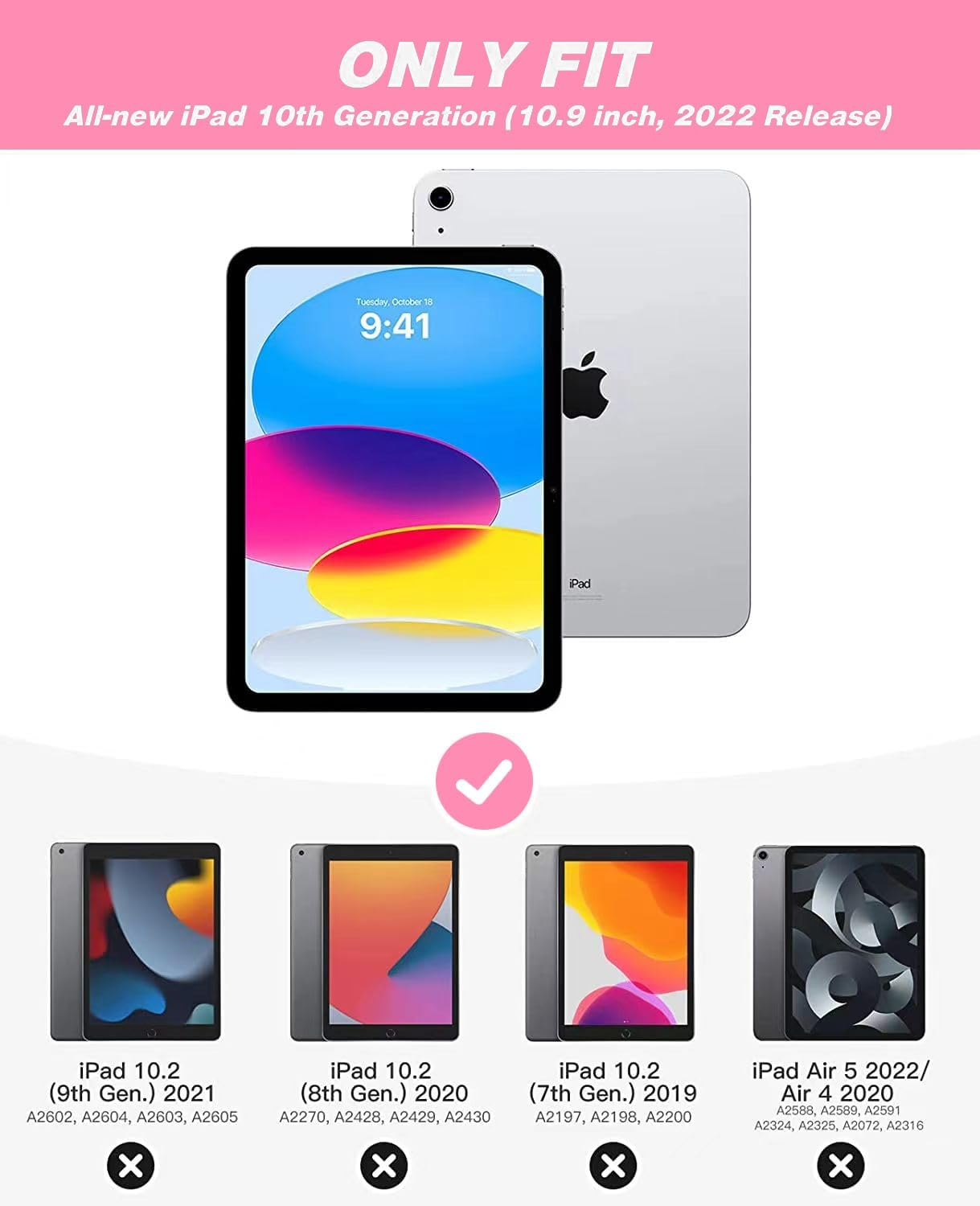Ein iPad 10. Gen. und ein iPad Air sind abgebildet. Darunter iPads 10.2 (9., 8., 7. Gen.) & Air 5/4.