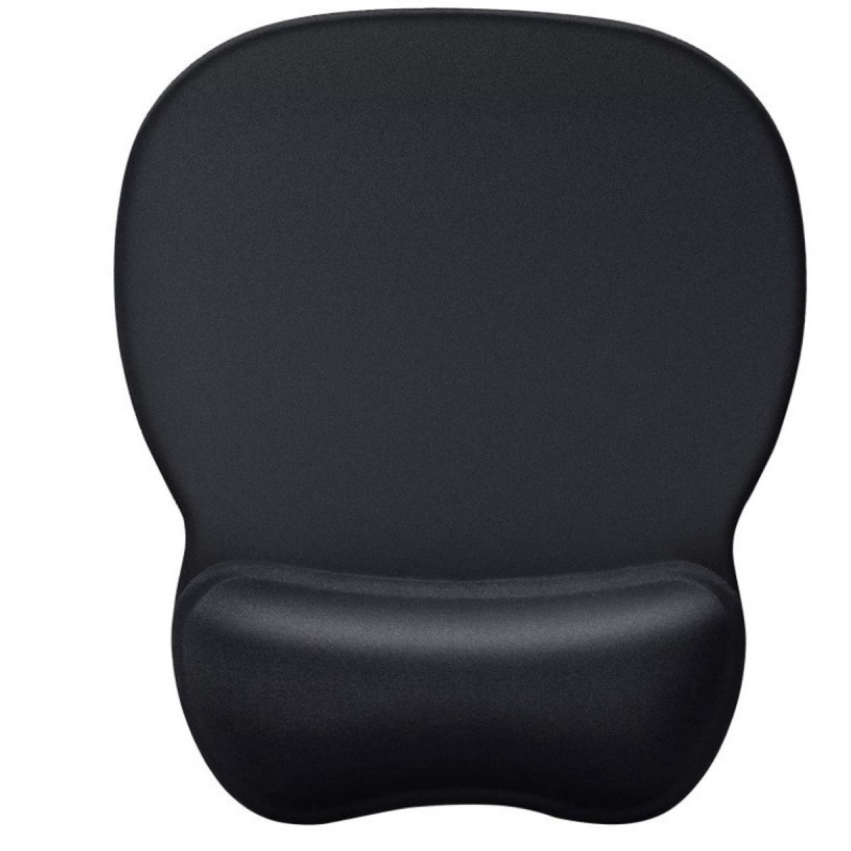 Schwarzer, ergonomischer Mauspade mit integrierter Handballenauflage.