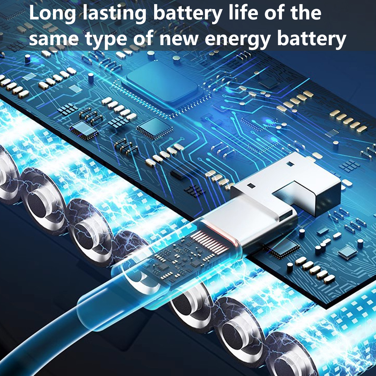 Batterien werden über eine Leiterplatte mit einem USB-C-Kabel verbunden.