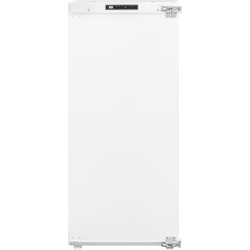 Ein weißer Kühlschrank mit einem digitalen Display oben.