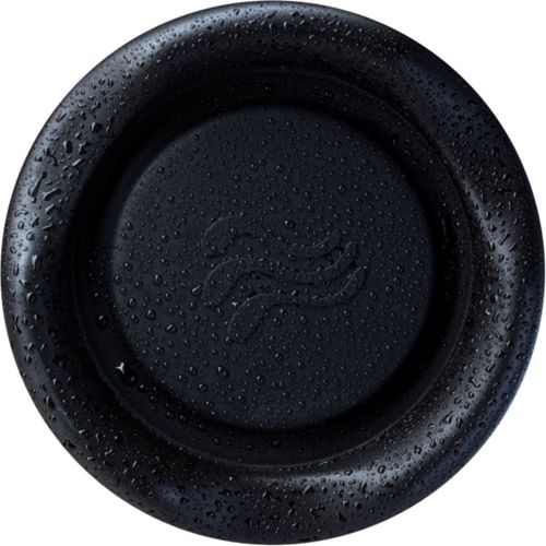 Ciotola nera con gocce d'acqua e motivo a onde.