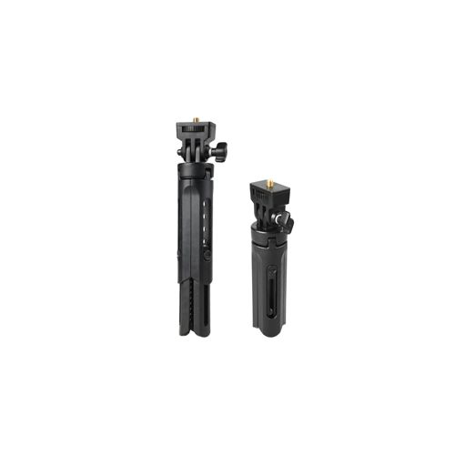 Zwei schwarze Mini-Stative mit GoPro-Halterungen, eines länger als das andere.