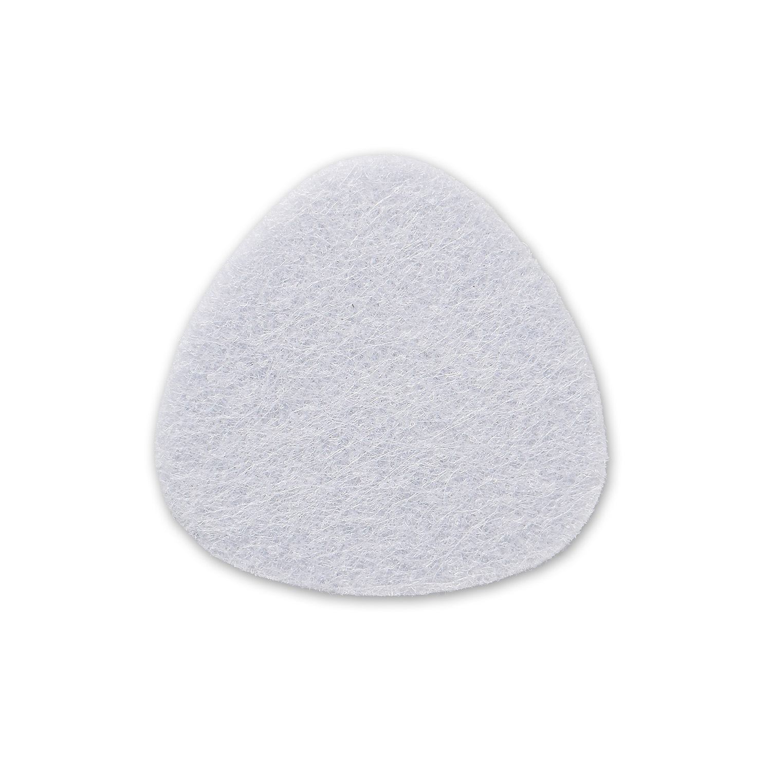 Un tampone bianco, triangolare, con angoli arrotondati su sfondo bianco.