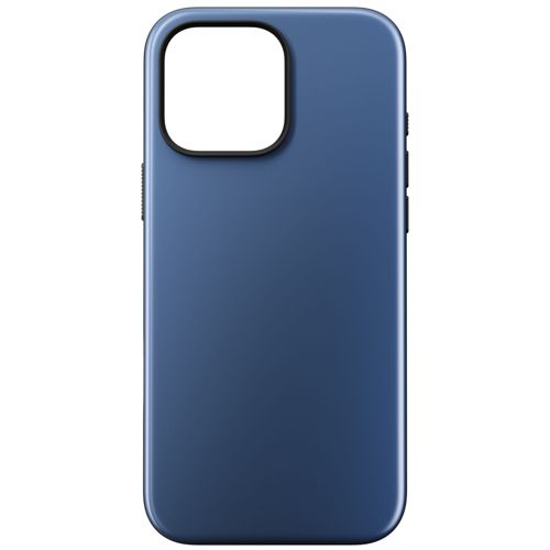 Custodia blu scuro per telefono con ritaglio fotocamera rettangolare, finitura liscia.