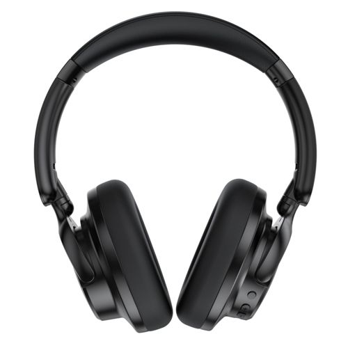 Schwarze Over-Ear-Kopfhörer mit gepolstertem Bügel und Ohrmuscheln.