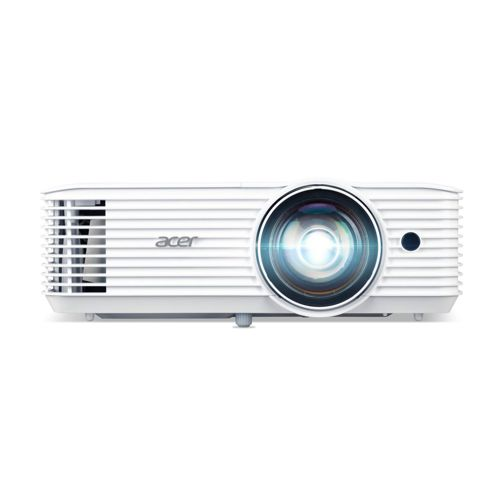 Een witte Acer projector met ventilatieopeningen en een grote lens.