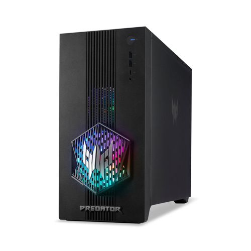 PC da gaming nero con logo illuminato e scritta Predator.
