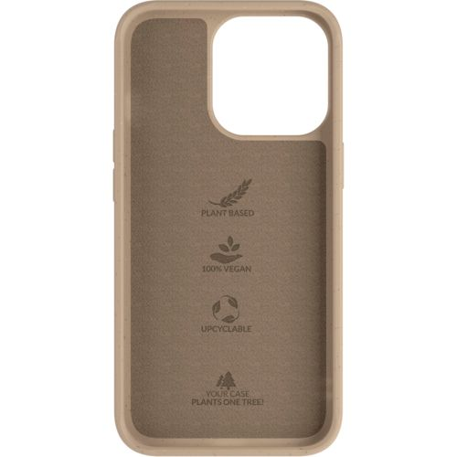 Beigefarbene Handyhülle mit Kameraloch, 100% vegan.