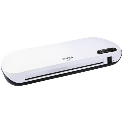 Weißer Olympia A2250 Laminator mit schwarzer Zierleiste und Bedienfeld.