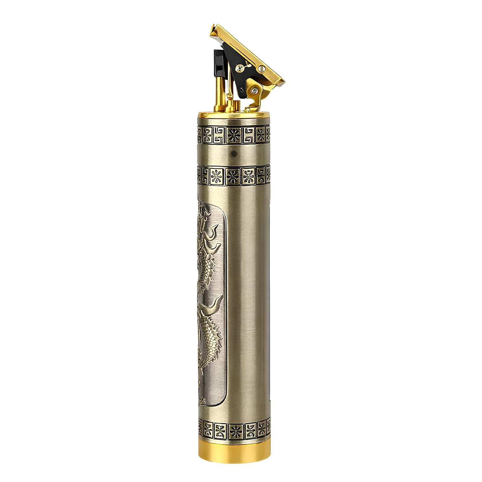 Goldener Trimmer mit Drachenmuster und Verzierungen.