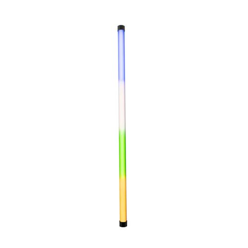 Ein vertikales LED-Licht mit blauen, weißen, grünen und gelben Abschnitten.