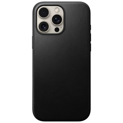 Smartphone nero con tre obiettivi della fotocamera in alto a sinistra su sfondo bianco.