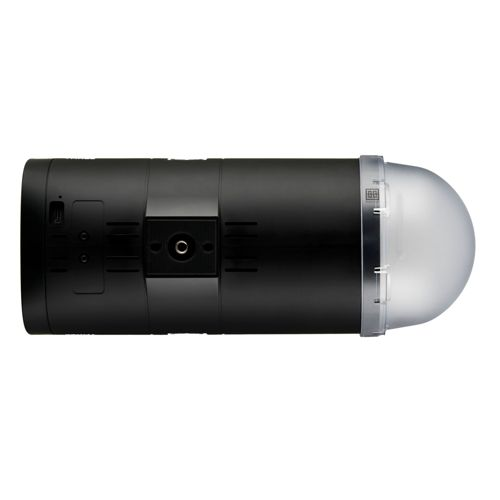 Flash noir avec dôme transparent et fixation trépied.