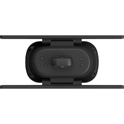 Draufsicht einer schwarzen VR-Brille mit zwei ausgefahrenen horizontalen Armen.