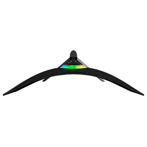 Czarny zakrzywiony stojak pod monitor z oświetleniem RGB.