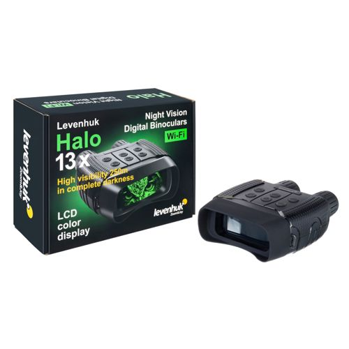 Levenhuk Halo 13x Nachtsicht-Fernglas mit LCD-Farbbildschirm und Wi-Fi.