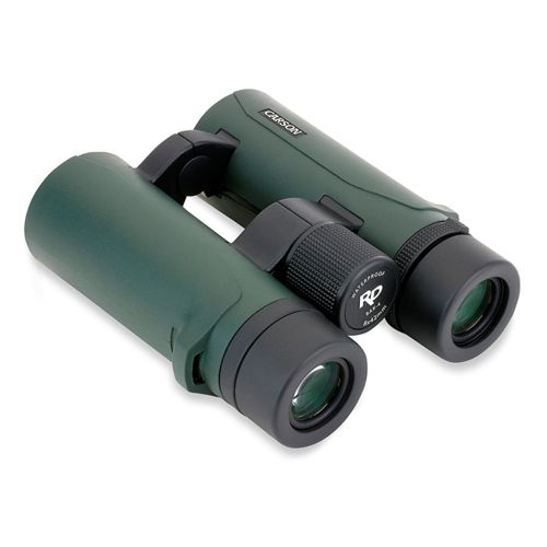 Binocolo verde Carson con ponte di messa a fuoco e lenti neri.