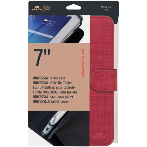 Rote Hülle für ein 7-Zoll-Tablet mit RIVACASE-Logo und Modellnummer.